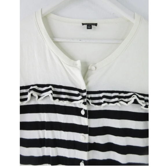 Talbots Black & White Stripe Button Up Cardigan - Picture 7 of 7